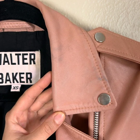 Walter Baker Allison Leather Moto Jacket In Ballet XS - Picture 6 of 9